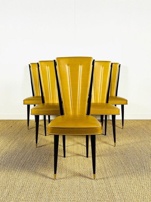 Set de 6 chaises art déco, France, 1940