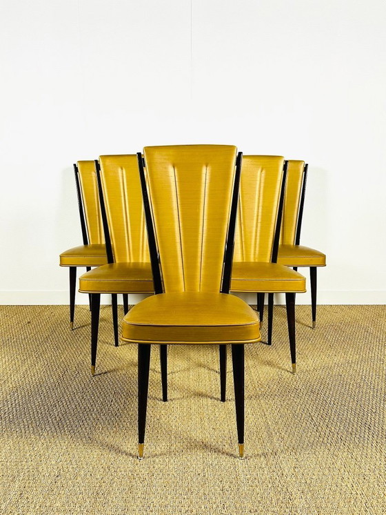 Image 1 of Set van 6 art-deco stoelen, Frankrijk, 1940