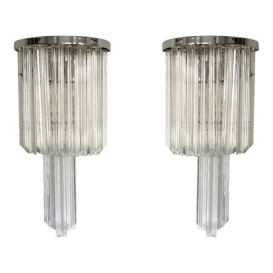 Image 1 of Set Of Two Italian Mid-Century Modern Style Belt "Triedro" Wall Sconces