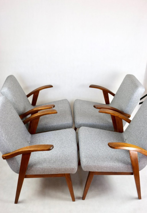 Hellgraue Sessel von Mieczyslaw Puchala, 1970er Jahre, 4 Exemplare