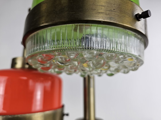 Image 1 of Zeldzame Hanglamp uit Italië in 3 kleuren glas toegeschreven aan Stilnovo 