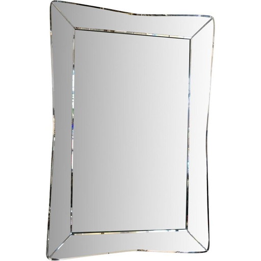 Miroir vintage aux bords incurvés, USA 1950