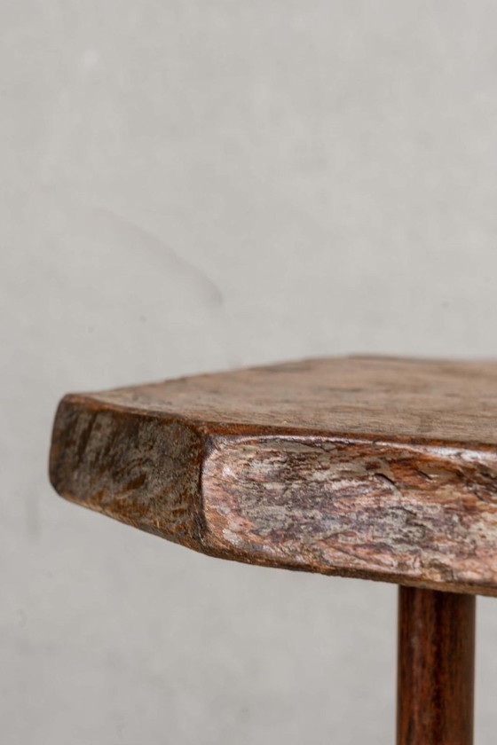 Image 1 of Tavolino rustico in legno con gambe cromate