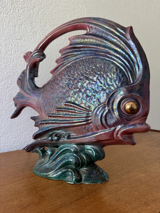 Image 1 of Grote keramische vis lamp jaren 50