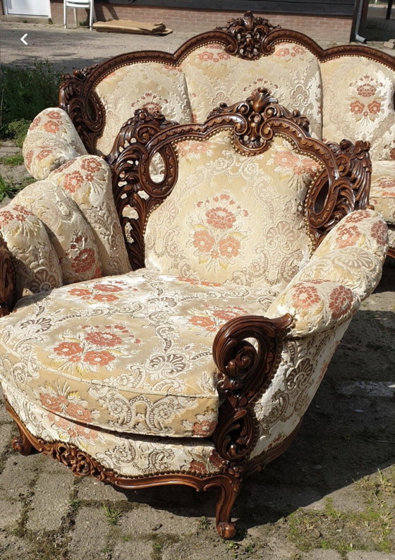 Image 1 of Italiaanse barok bank met fauteuils 