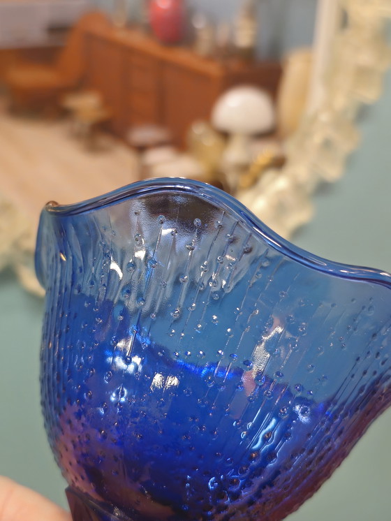 Image 1 of Set di 6 bicchieri da gelato in vetro blu Francia