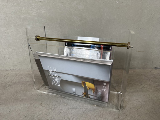 Vintage Plexi and Brass Magazine Holder