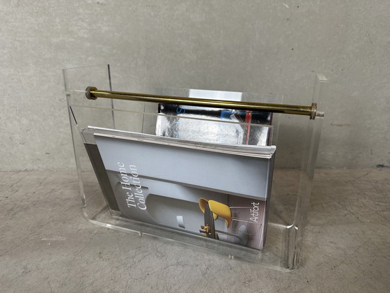 Image 1 of Vintage Plexi and Brass Magazine Holder