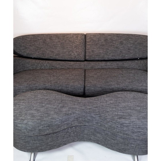 Image 1 of Vintage Two seater sofa of grey wool fabric with stool by the norwegian brand Brunstad