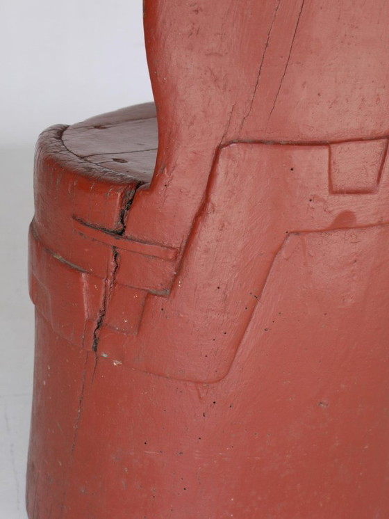 Image 1 of Antieke Scandinavische houten Kubbestol stoel