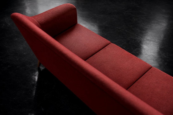 Image 1 of Canapé 3 Places Vintage Élégant Scandinave Moderne Mid-Century Rouge de Bröderna Anderssons, 1950s