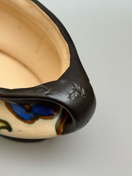 Image 1 of  Art Deco Hand-Painted Jardinière by C.M. Bergen, Belgium (c. 1920s–1930s) 