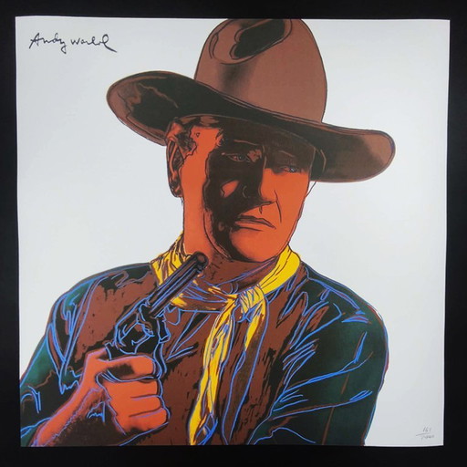 Lithographie en édition limitée « John Wayne » de Big Andy Warhol, années 1980, numérotée au crayon par le CMOA. 60 cm /
