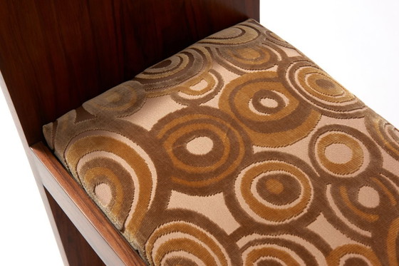 Image 1 of Art Deco footrest in walnut and gold velvet