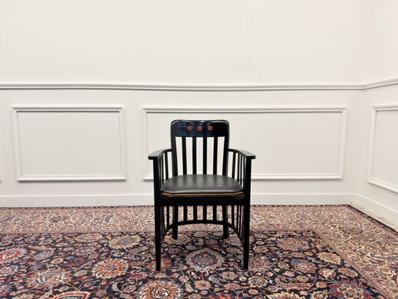 Klassieke Art Deco Globe Wernicke Stijl Bureaustoel Zwart – Bureaustoelen, Wood, Skai (photo 2 of 7)