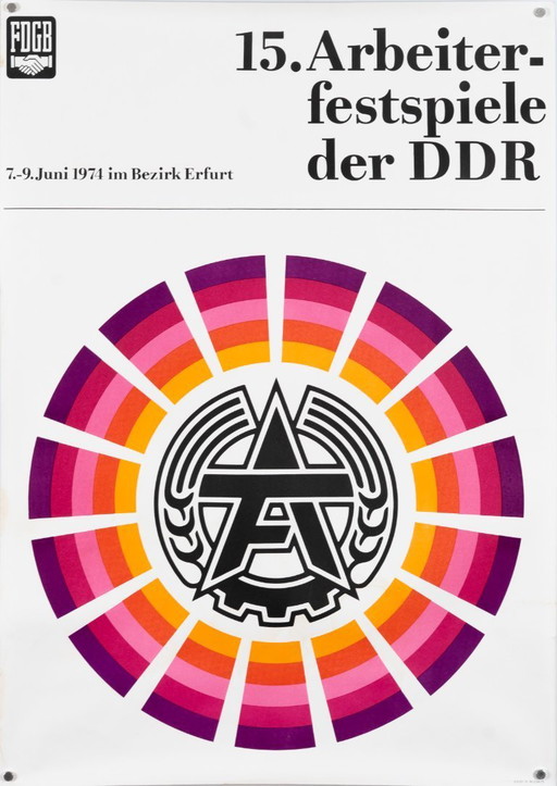15. Arbeiterfestspiele der DDR 1974 – Poster di propaganda vintage originale – Vintage – 81x57 cm