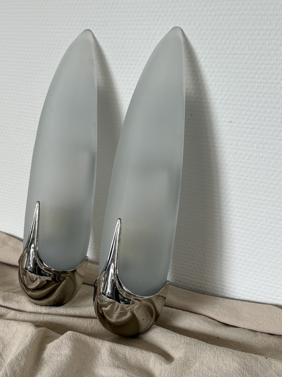 Image 1 of  Vintage art deco ‘Ears’ Idearte wandlamp set van 2 Spain 1980 l