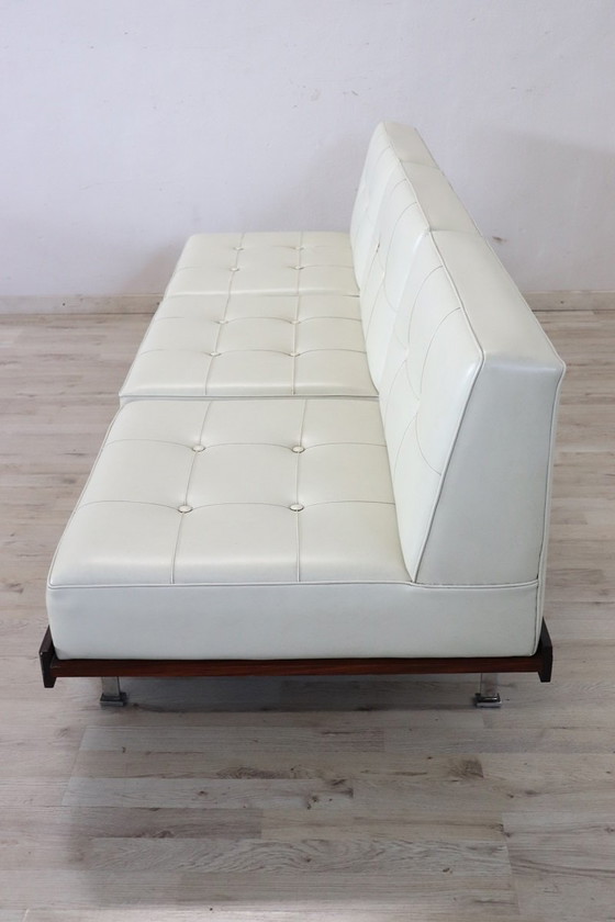 Image 1 of Sofás naranjas y blancos de Saporiti Italia, década de 1960, juego de 2