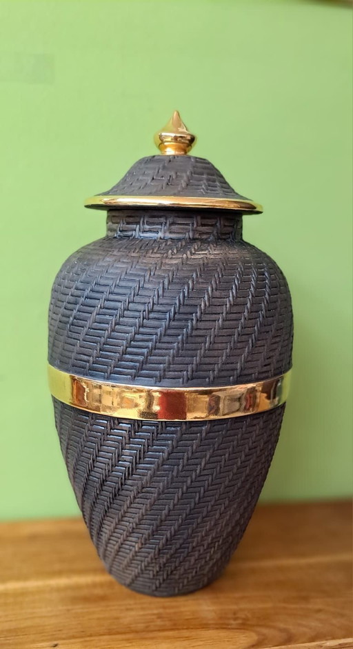Ceramer Dekselvaas keramiek/ goud