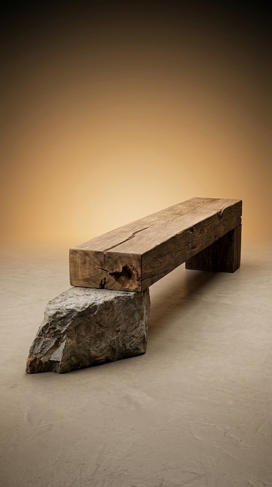 Bank Eikenbalk en Steen – Decoratieve objecten, Wood (photo 2 of 9)