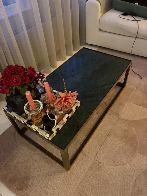Table en marbre laiton massif 97/50/30 – salontafels, Marble, Brass