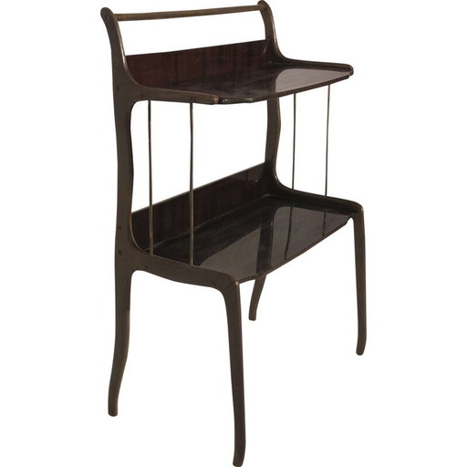 Table d'appoint vintage avec double plateau en bois laqué