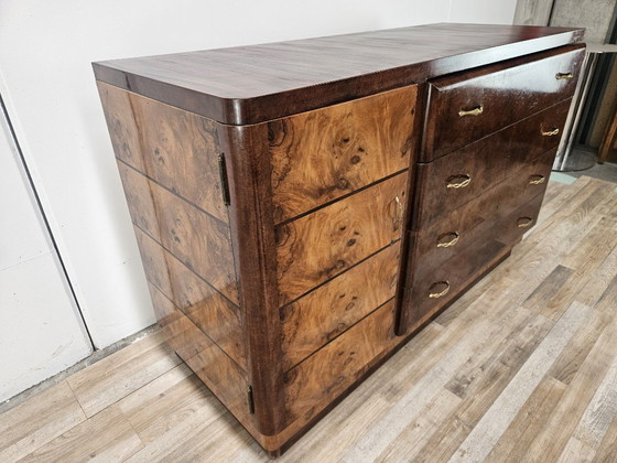Image 1 of 1940s Art Decò sideboard in walnut and blond walnut