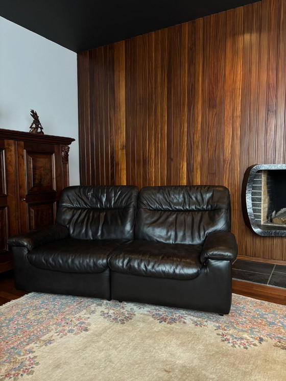 Image 1 of 2x De Sede DS66 Leather two-seater black-brown