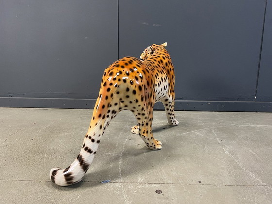 Image 1 of Grande statua di leopardo in ceramica italiana, anni '60