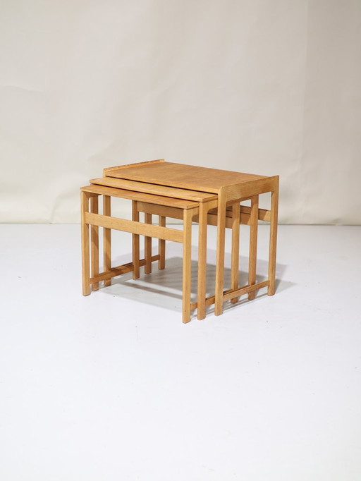 Nesting tables oak side tables Danish vintage