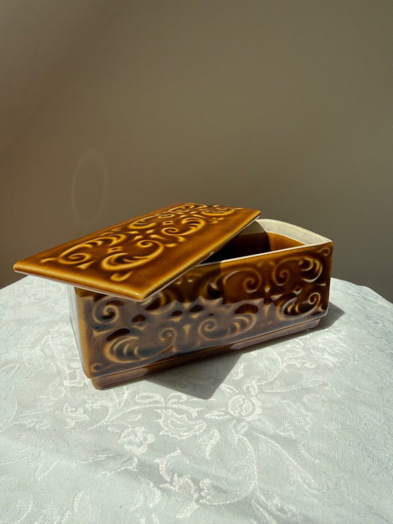 Ditmar Urbach Ceramic Vase & Box Czechoslovakia Set - Free Matching Ashtray (photo 7 of 11)