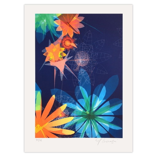 Miguel CHEVALIER Sur-Nature bleue Signierte Fotolithographie 2007
