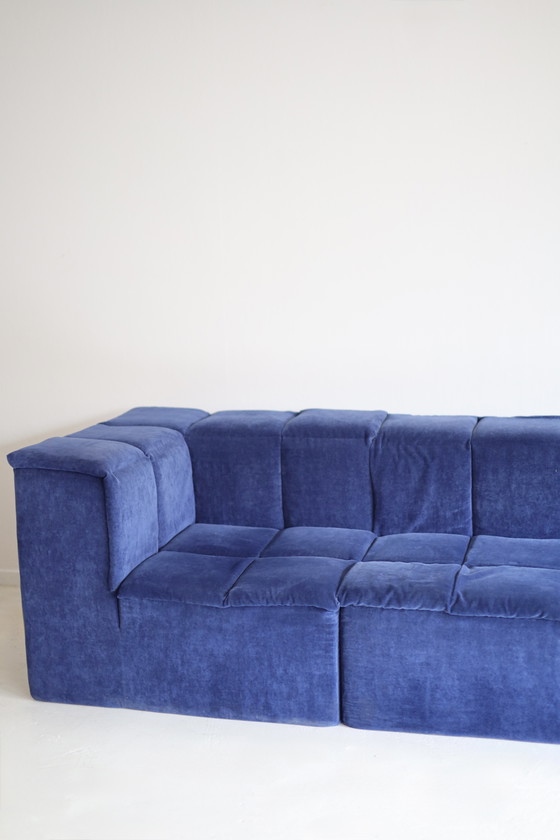 Image 1 of Modular sofa, 4 elements, blue velvet