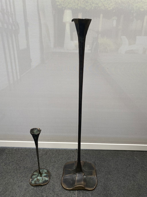 2 bronze candlesticks by Lothar Klute