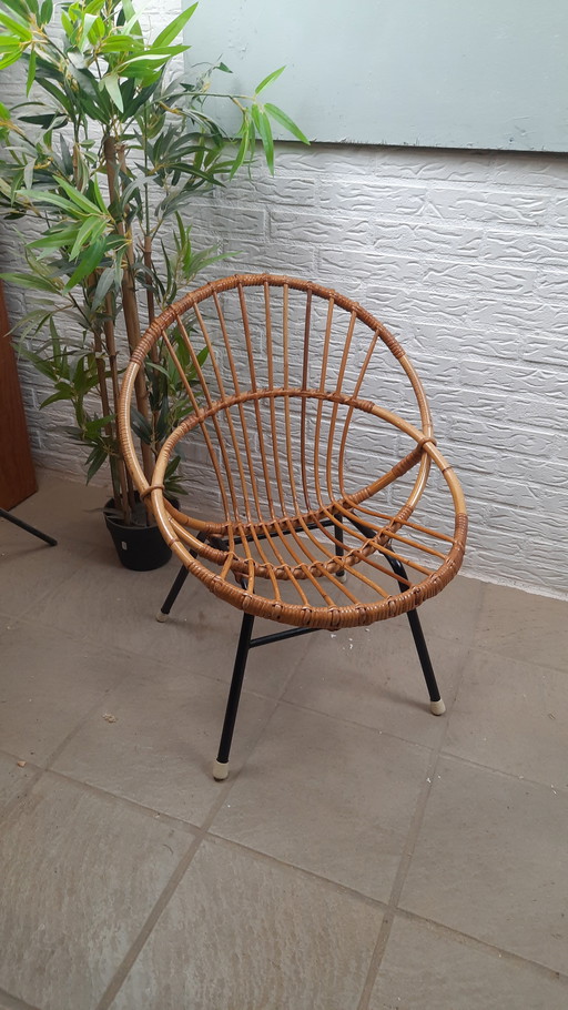 Poltrona vintage in rattan Rohe Noordwolde