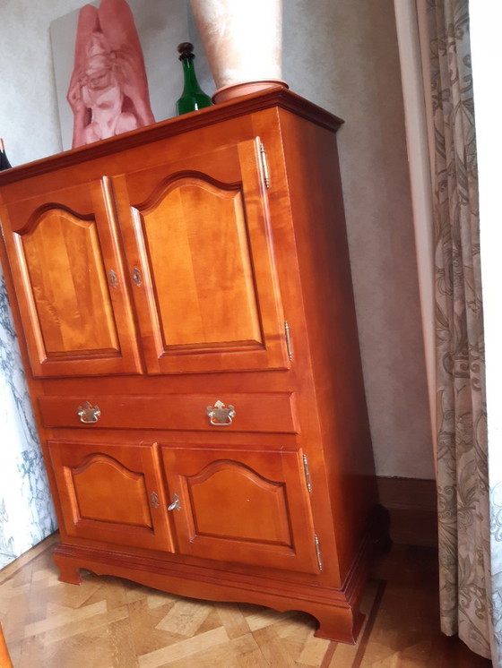 Image 1 of Cherry dining room with table, 6 chairs, bar cabinet and sideboard