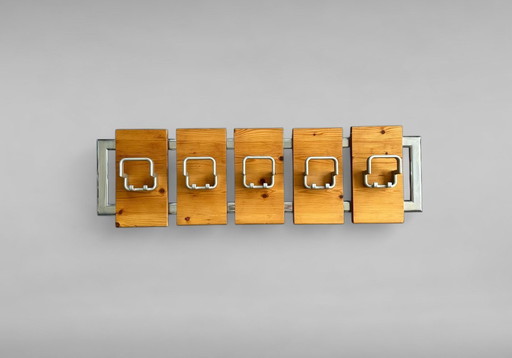 Weinlese-Stab Kapstok Art Deco Stil Hout Staal 60er Jahre