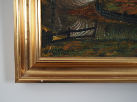 Image 1 of Peinture "The Forest Mill", design scandinave, années 1970, par C. May