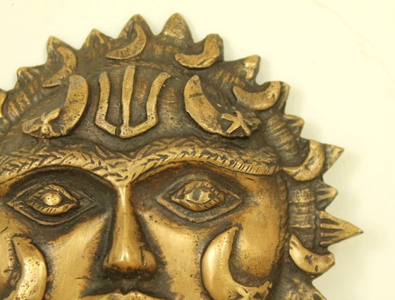 Placca murale Surya Dio del Sole – Handmade India – Ottone – Decorazioni murali, Rame (photo 3 of 9)