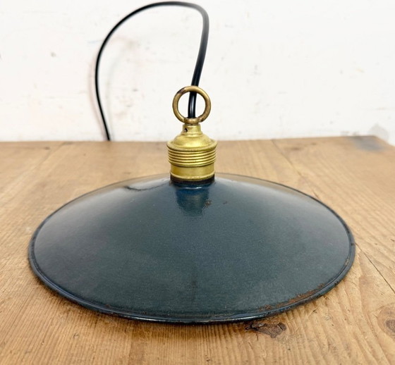 Image 1 of Industrial Dark Blue Enamel Light, 1930s