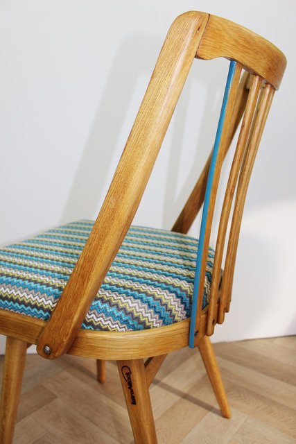 Image 1 of 4x Stühle TON "Blaue Streifen"