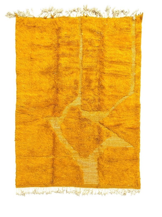 Image 1 of Yellow Mrirt Moroccan Wool Rug 200x300 cm– Handmade Thick Wool Berber Rug Woven by Women Cooperative