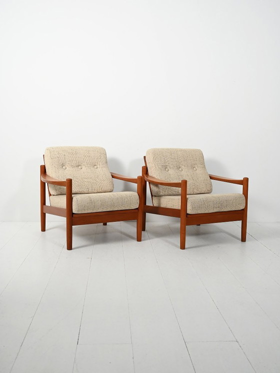 Image 1 of Pair of Danish 1950s teak armchairs
