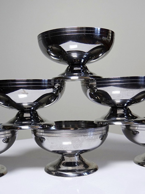 Image 1 of 6 Coupelles à dessert sur pieds en Inox vintages style Bistrot