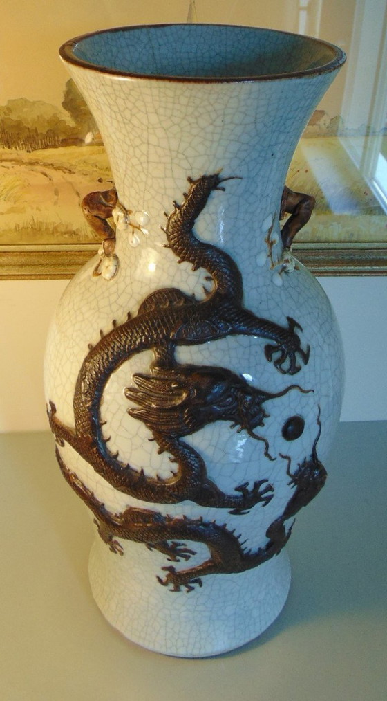 Image 1 of Große Vase aus Craquelé-Ware aus Nanking, 19.