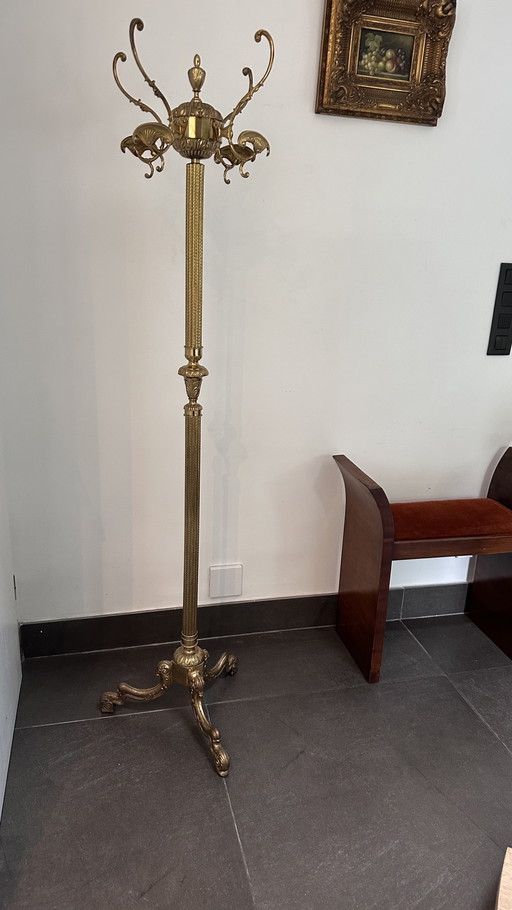 Vintage brass coat rack in Louis XVI style – stately and heavy indeed