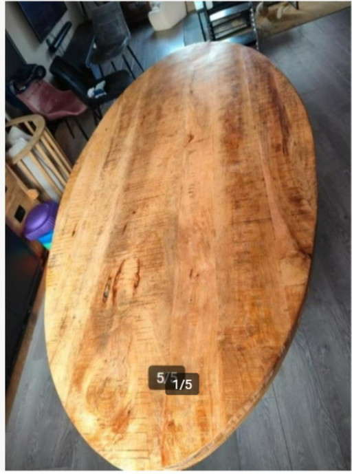 table de salle à manger ovale en bois de manguier