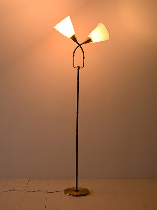 Lampadaire scandinave à deux bras réglables, années 1960