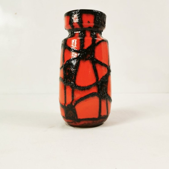 Fat Lava Keramikvase, Scheurich Keramik 242-22 "Spiderweb", 1960er Jahre, Vasen, Schwarz (Foto 2 von 11)