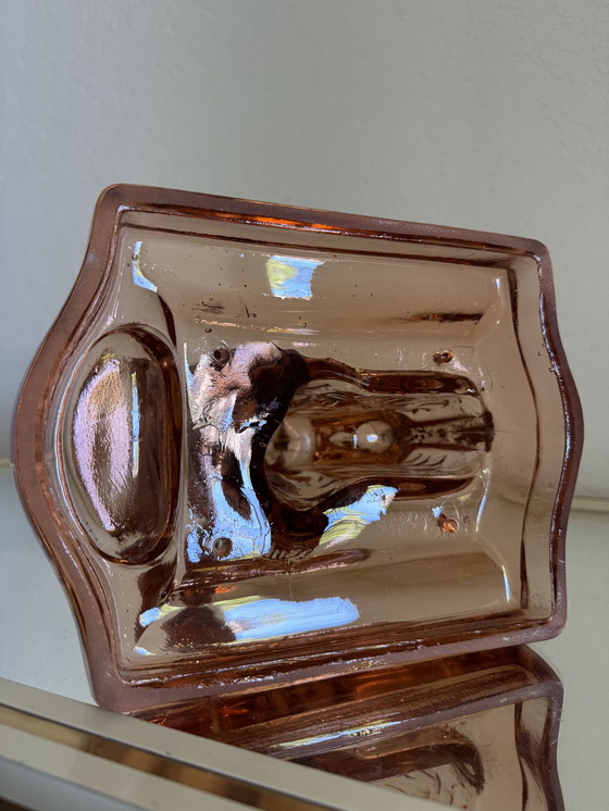 Image 1 of Großer Christus aus rosafarbenem Glas 40er Jahre